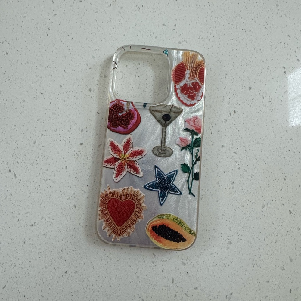 SHEIN Floral and Fruit Embroidered Phone Case